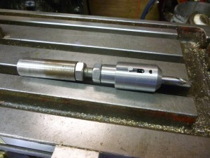 983 adjustable work stop with center drill