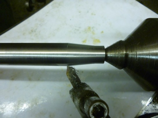 4203 the taper being turned showing parallel cut due to backlash