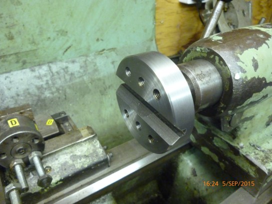3154 cross drilling jig - finished jig fitted to tailstock